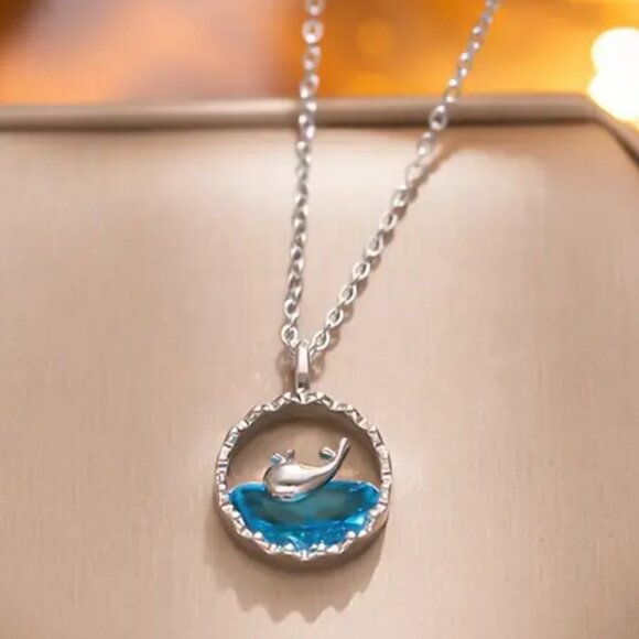 Save The Whale Women's Colorful Blue Ocean 18K Gold Plated Zircon Beach - Picture 4 of 6